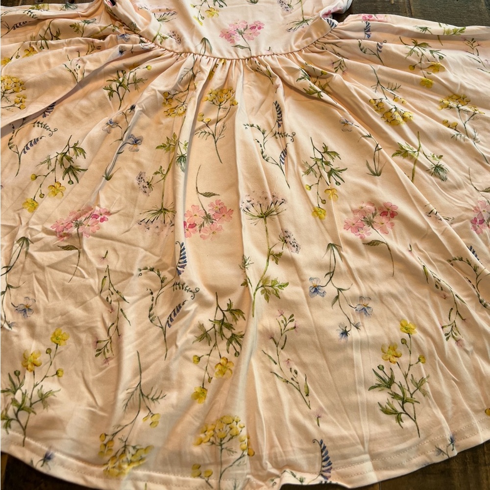 Dot Dot Smile apricot floral Cap sleeve twirl dress New - Picture 2 of 4